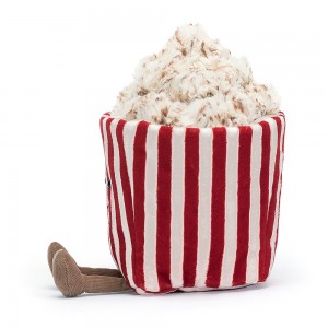 Plyšový zábavný popcorn Amuseable Popcorn s červeno-bielymi pásikmi a malými lesklými očkami 18 cm Jellycat 40678