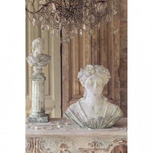 Polyresinová dekorácia busty s patinou na podstavci vo vintage schabby chic štýle 17,5 x 15,5 x 64 cm Blanc Maricló 41741