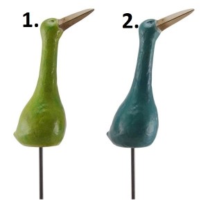 Polyresinová dekorácia napichovačky v tvare vtáčika v dvoch farebných prevedeniach 16,5 x 9 x 26cm 42145