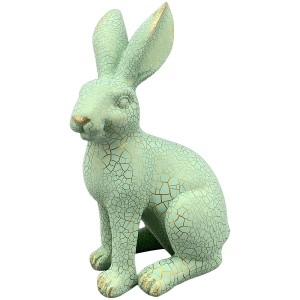 Polyresinová dekorácia sediaceho veľkonočného zajačika v štyroch farebných prevedeniach 15,5 x 10,5 x 23,5 cm 42180