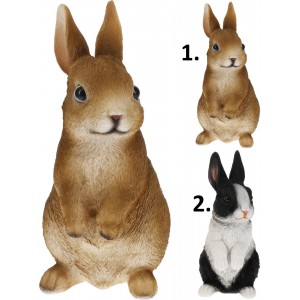 Polyresinová dekorácia sediaceho zajačika so žiarivými očkami v dvoch prevedeniach 21 cm 37645
