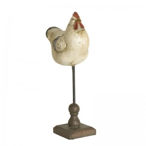 Polyresinová dekorácia sliepočky v ošúchanom vintage štýle na podstavci 13 x 8 x 12 cm Clayre & Eef 42912