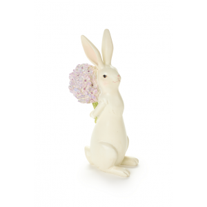Polyresinová dekorácia stojacej postavičky zajačika v bielom farebnom prevedení a dvoch prevedeniach 11,5 x 27 cm 43309