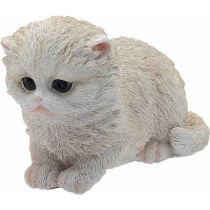 Polyresinová postavička bielej mačičky menom Dandy s veľkými očami 18 cm 37423