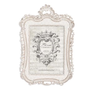 Polyresinový biely patinovaný fororám s dekorom v ošúchanom vintage štýle 18 x 2 x 28 cm Blanc Maricló 39954