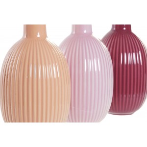Porcelánová váza s vrúbkovaným vzorom v troch farebných prevedeniach 10,5x10,5x18,5 cm 37556