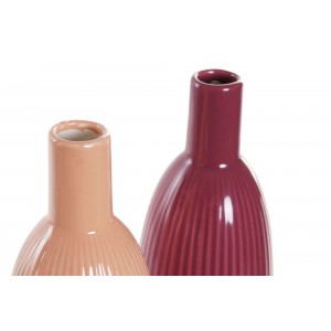 Porcelánová váza s vrúbkovaným vzorom v troch farebných prevedeniach 10x10x32 cm 37555
