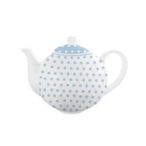 Porcelánový biely čajník s bodkovaným pastelovým modrým dekorom a uškom vo vidieckom retro štýle 1 l Isabelle Rose 35874
