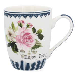 Porcelánový pohár s modrým dekorom a ružami Enjoy Today 34613
