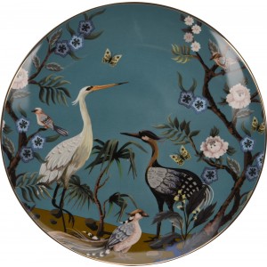 Porcelánový tanier biely s dekorom pávov v štyroch prevedeniach s priemerom 20,5 cm 36463