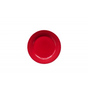 Porcelánový tanier v červenej farbe v retro štýle so srdiečkovým motívom a vrúbkami 19 cm Isabelle Rose 39068