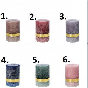 Rustikálna stĺpová sviečka v šiestich farebných prevedeniach 10 x 15 cm 39026