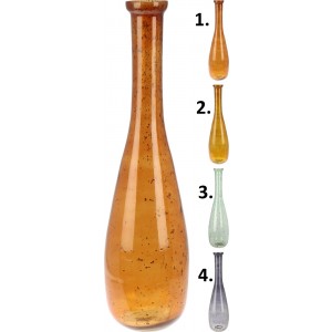 Sklenená dekorácia vázy - fľaše s dekorom kvapiek v štyroch farebných prevedeniach 8x40 cm 43045
