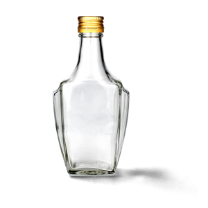Sklenená transparentná fľaša Bonaparte so zlatým kovovým vrchnákom 250 ml 36634