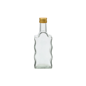 Sklenená transparentná fľaša Fala so zlatým kovovým uzáverom 250 ml 41552