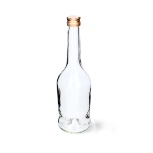 Sklenená transparentná fľaša Napoleon so zlatým kovovým vrchnákom 500 ml 36643