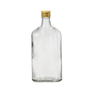 Sklenená transparentná fľaša so zlatým kovovým uzáverom 500 ml 31869