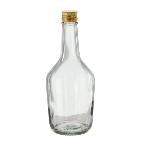 Sklenená transparentná fľaša so zlatým kovovým uzáverom 500 ml 40809