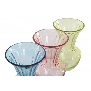 Sklenená váza s hladkým povrchom v troch farebných prevedeniach so širokým hrdlom 15 x 15 x 25 cm 39563