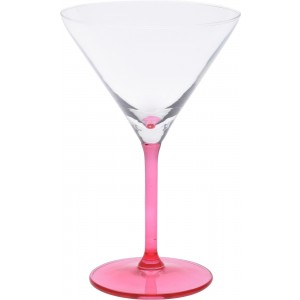 Sklenený koktailový pohár na stopke v ružovej farbe 260 ml 35081