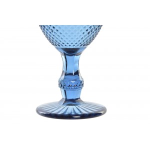 Sklenený pohár na stopke v modrom farebnom prevedení na víno 8,7 x 8,7 x 17 cm 40452