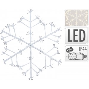 Sveteľná LED dekorácia snehovej vločky v teplej farbe 80 cm 38326