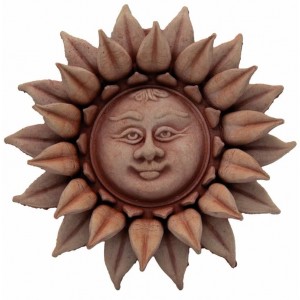 Terakotová dekorácia na stenu kvet slnečnica s tvárou 20 cm 34482