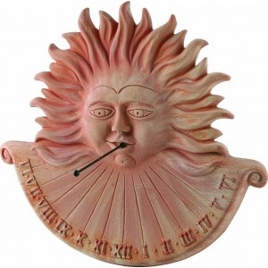 Terakotová dekorácia na stenu ako slnečné hodiny v tvare Slnka 46 cm 30755
