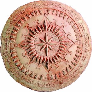 Terakotový kruh s dekorom kompasu Rosa Dei Venti 43 cm 37382