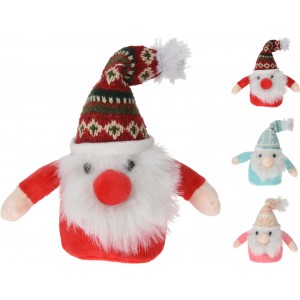 Textilný Mikuláš s dlhou bielou bradou a vianočnou čiapkou v troch prevedeniach 14 cm 38258