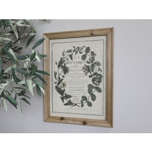 Textilný obraz s kvetinovou potlačou a s prírodným dreveným rámom z jedľového dreva 33 x 43 cm Chic Antique 39634