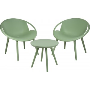 Trojdielna záhradná súpravy stolík a dvoch stoličiek v zelenom farebnom prevedení 75x80x71/45x50x37 cm 43079