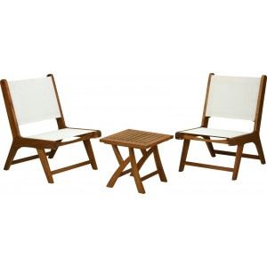 Trojdielna záhradná súprava stolíka a dvoch stoličiek v hnedo-bielom farebnom prevedení 36x40x40/75x64x50 cm 43098