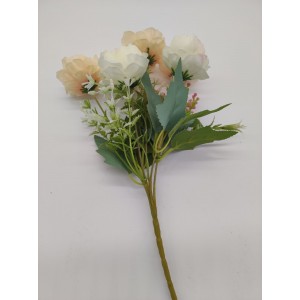 Umelá dekorácia kytice bielo-krémových pivoniek na zelenej stonke 30 cm 37902