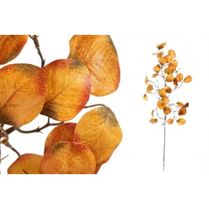 Umelá dekorácia oranžovo-hnedých ozdobných previsnutých vetvičiek s listami 72 cm 38524