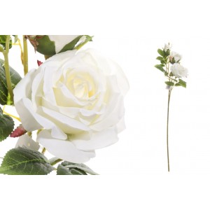 Umelá dekorácia ruže v bielej farbe na dlhej stonke 66 cm 38505