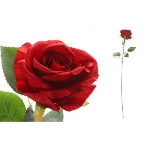 Umelá dekorácia ruže v červenej farbe na dlhej stonke 64 cm 38481