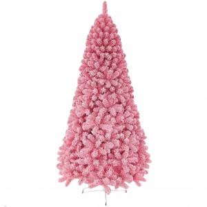Umelý plastový vianočný stromček v ružovom farebnom prevedení na bielom stojane 225 cm 41837