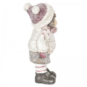 Vianočná dekorácia ako postavička dievčatka v zimnom oblečení dávajúceho pusu 10 x 7 x 20 cm Clayre & Eef 36134