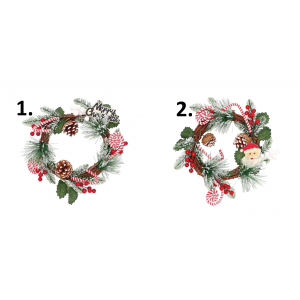 Vianočná dekorácia zimného venca so šiškami, bobuľami a inými dekoračnými vetvičkami s priemerom v dvoch prevedeniach 37 cm 41842