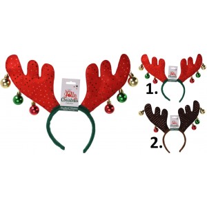 Vianočná textilná čelenka do vlasov s visiacimi ozdobami v dvoch prevedeniach 38 cm 38269